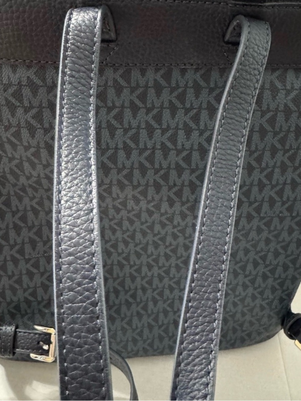 Michael Kors Black Logo-Print Backpack with Gold Hardware EUC - Picture 5 of 11